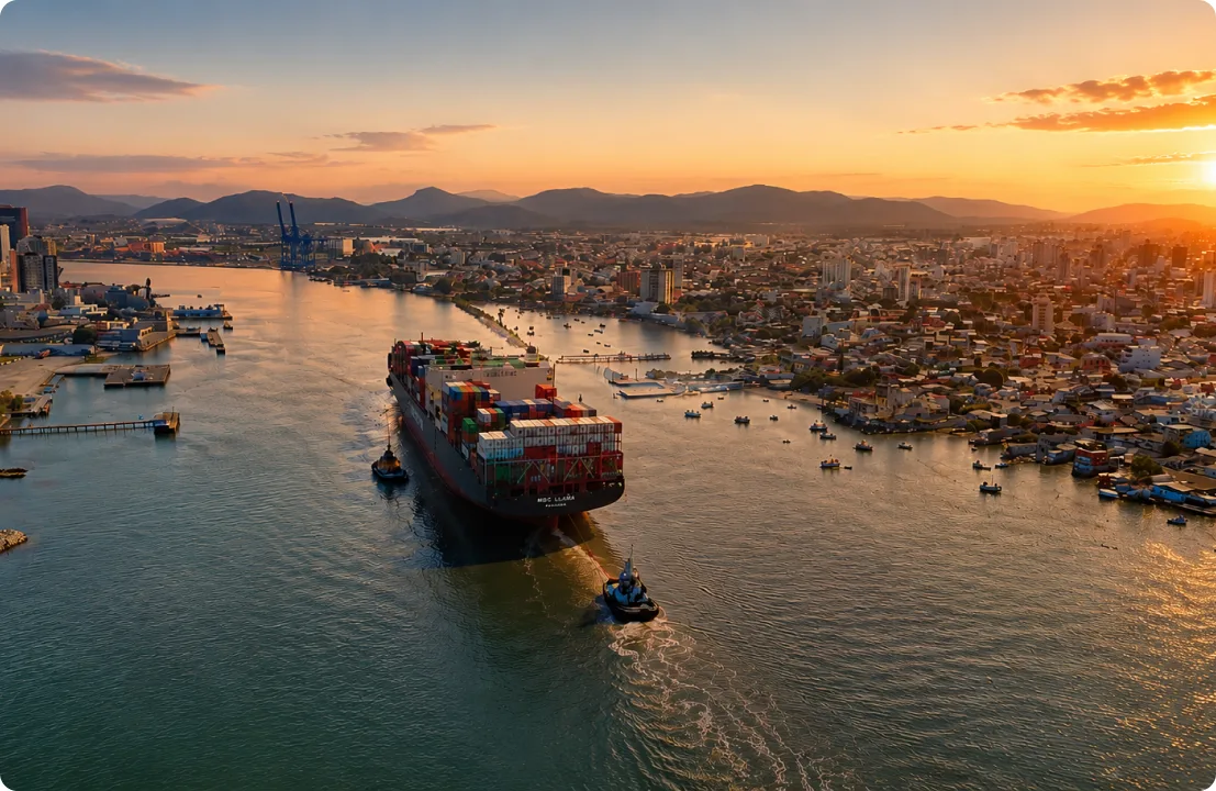 Porto de Itajaí (SC) ao pôr do sol