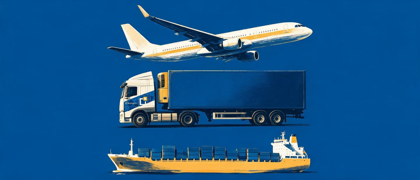 Avião, carreta e navio da SMX Logistics